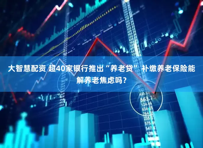 大智慧配资 超40家银行推出“养老贷” 补缴养老保险能解养老焦虑吗？